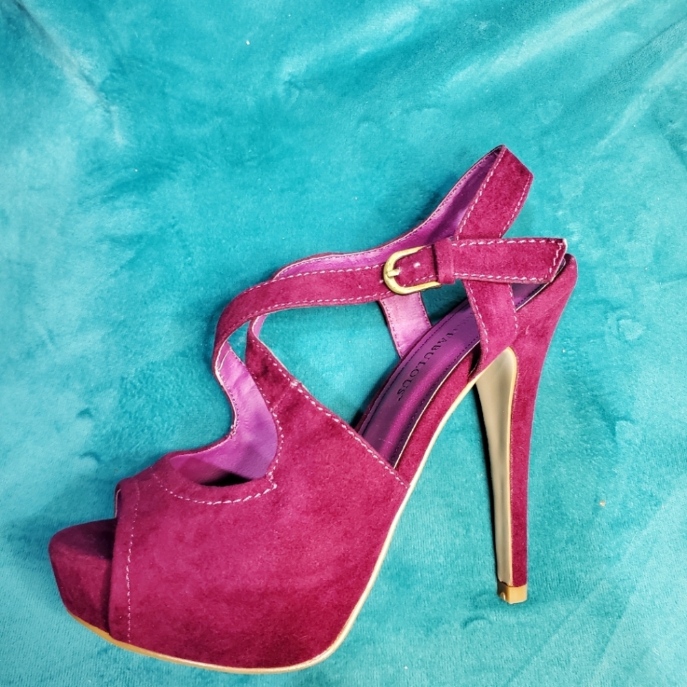 Burgundy high heels